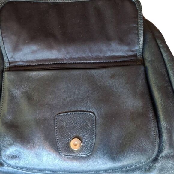 Coach Campbell Black Leather Shoulder Bag w/ Dust Bag – Triple Compartment – Gol - Picture 8 of 13